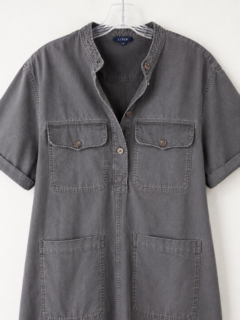 SOEUR Unique Mini Dress Charcoal Gray Utility Pocket Relaxed Cotton 38 US Size 6 - Picture 5 of 9
